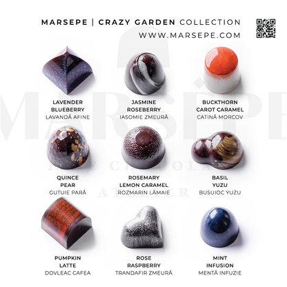 Artisanal Belgian chocolates with herbal infusions - CRAZY GARDEN 9-piece collection