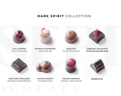 Artisanal Belgian chocolates with masculine flavors - DARK SPIRIT Collection of 16 chocolates